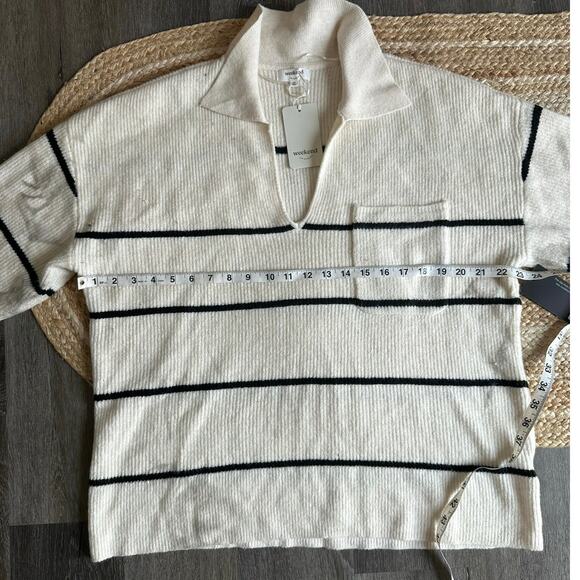 WEEKEND LOS ANGELES Women's Cressida Stripe Johnny Collar Sweater Size 1X - Picture 7 of 16